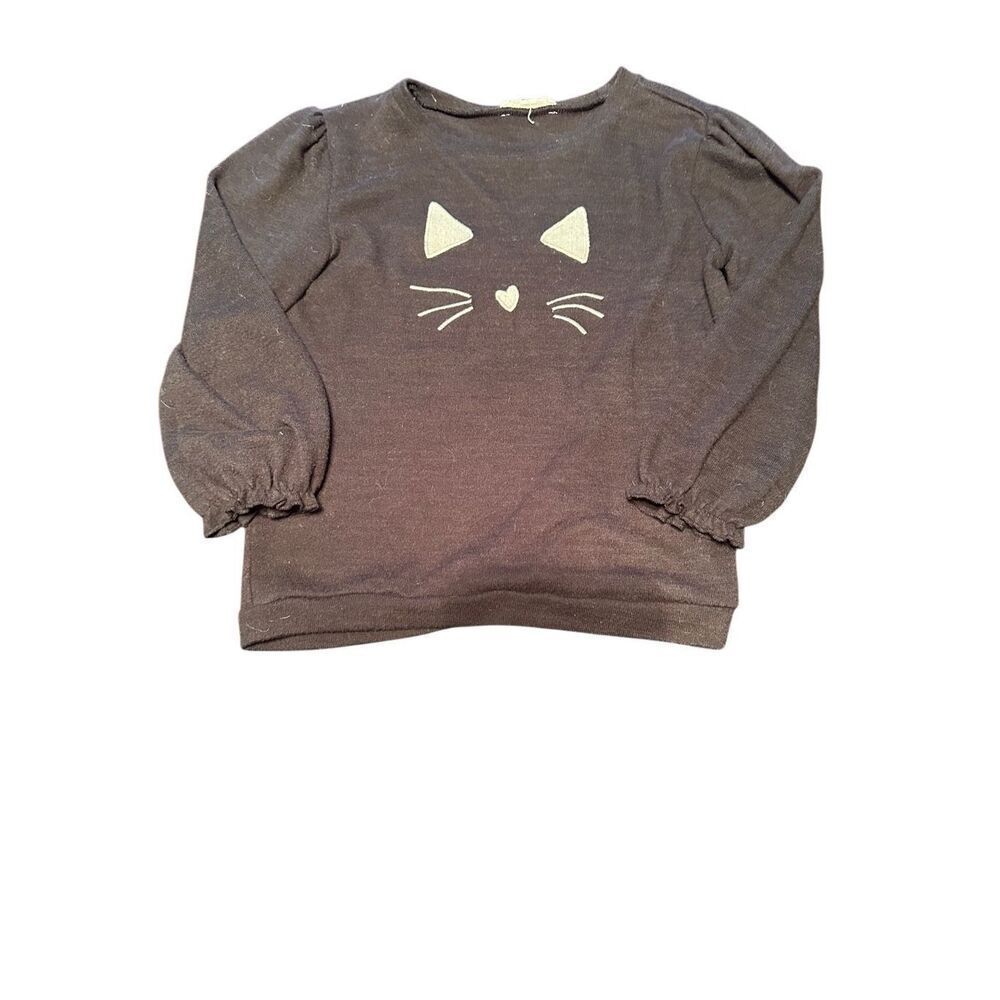 Jessica Simpson cat fleece bubble sleeve black long sleeve top sz 6x